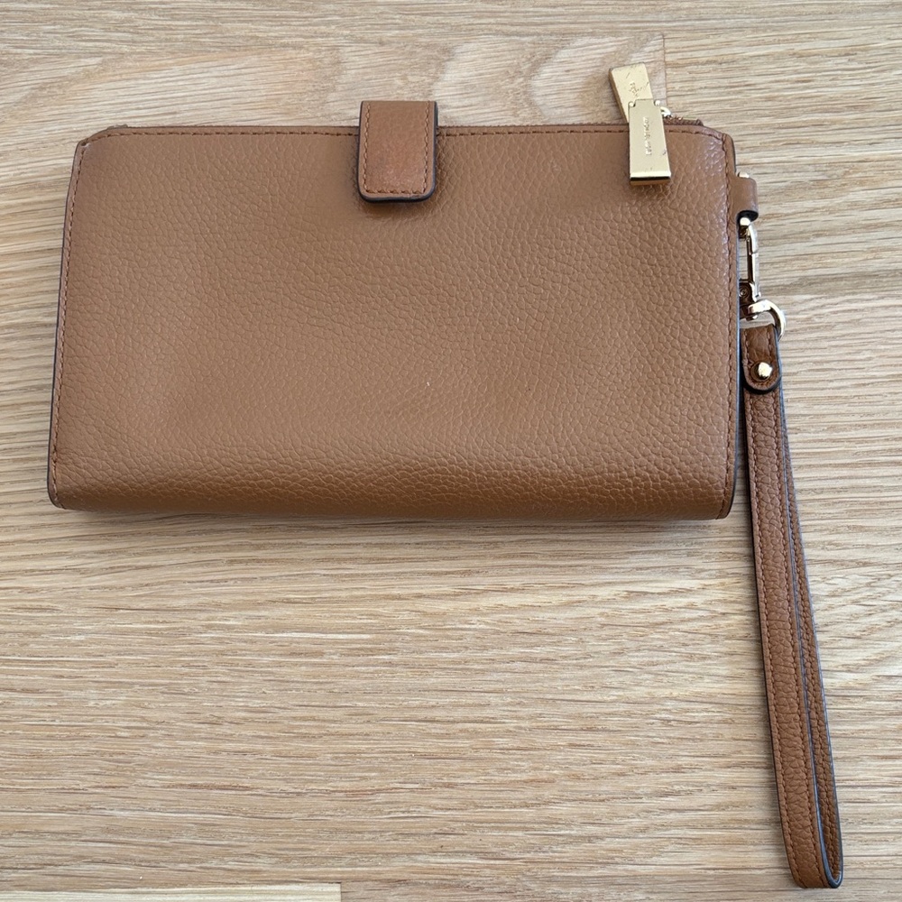 Michael Kors Tan Leather Wristlet with Gold Accents - Picture 2 of 6